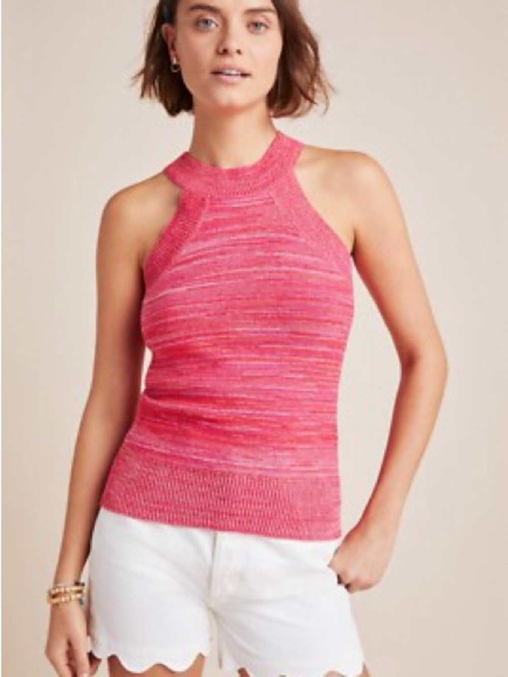 Anthropologie Pink Marled Halter Knit Tank POETIC WOODS NWT Women’s Small NEW